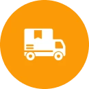 White delivery truck symbol on orange background