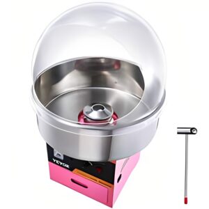 Electric cotton candy machine with a clear dome and a pink base.